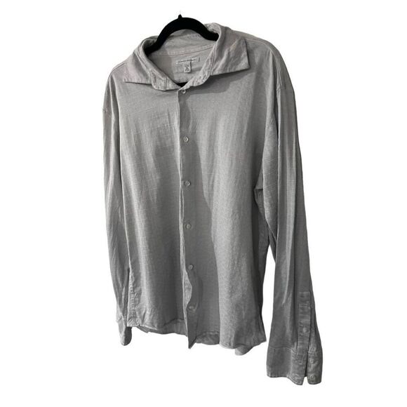 Banana Republic Argyle Knit Collared Long Sleeve Button-Down Shirt Gray Size XL - Picture 3 of 11